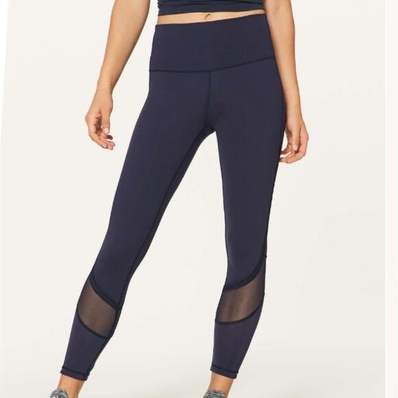 Lululemon Midnight Navy 25" Fresh In Mesh Tight Leggings 2 - Picture 1 of 11